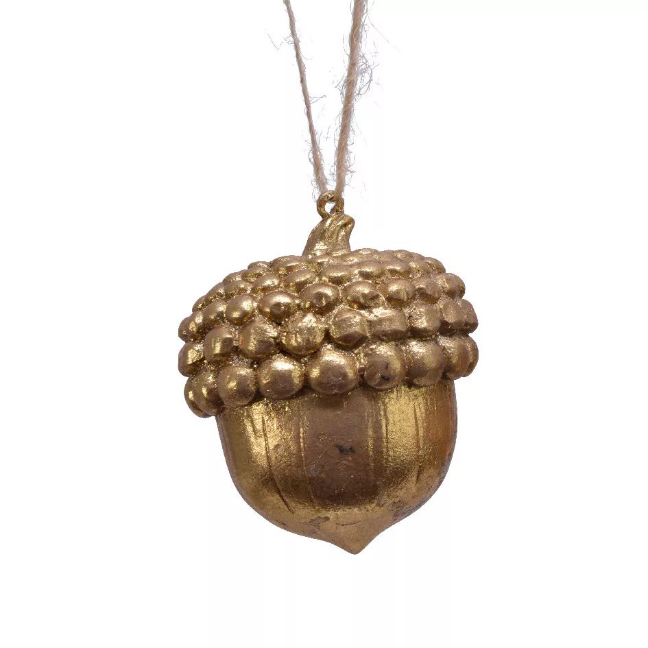 Ghianda di Natale da appendere (H8 cm) Vecchia Quercia Oro