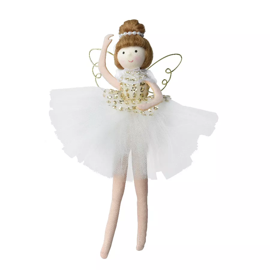 Angelo di Natale da appendere (H20 cm) Ballerina Dorata