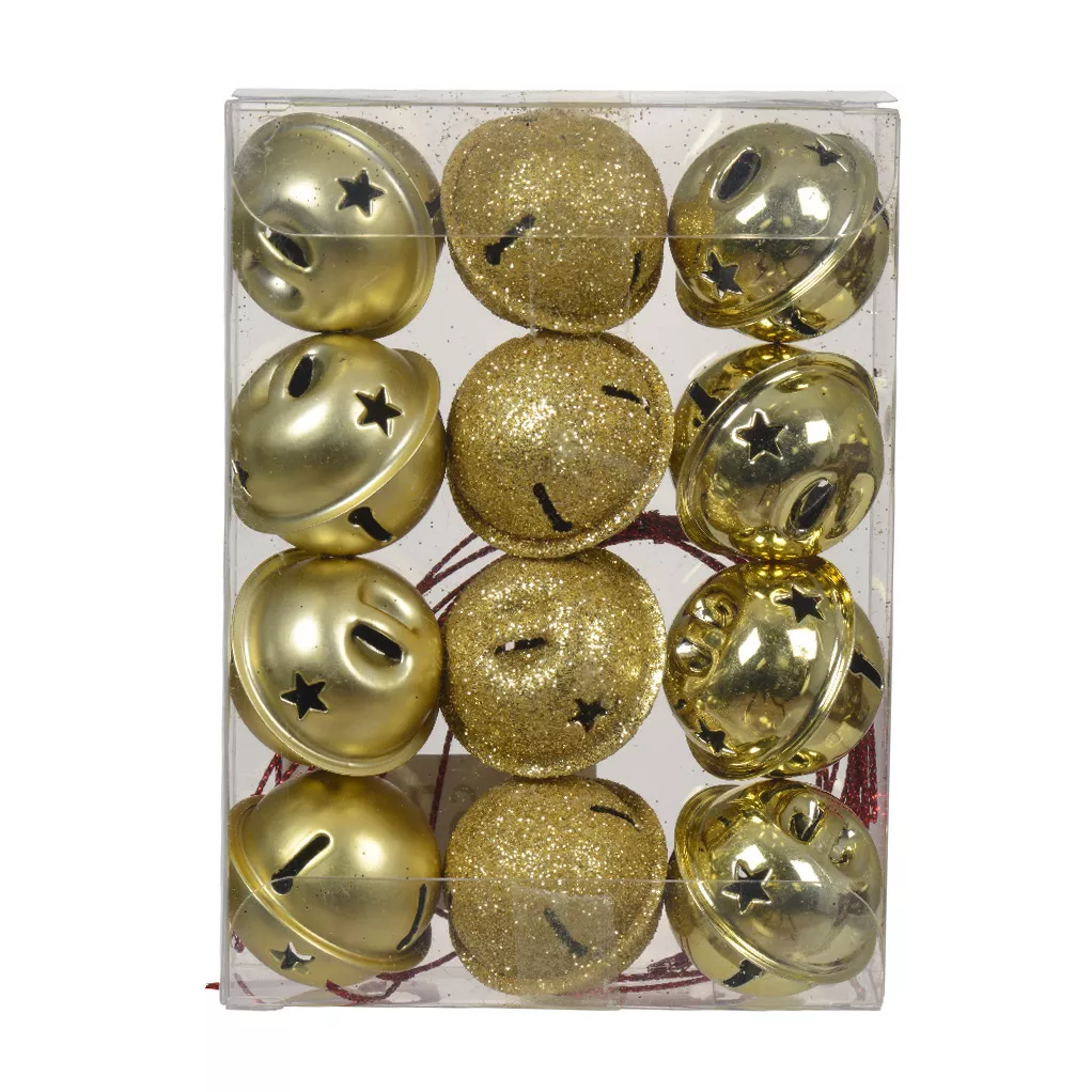 Set di 12 campanelle da appendere (D8 cm) Christmas Stars Oro