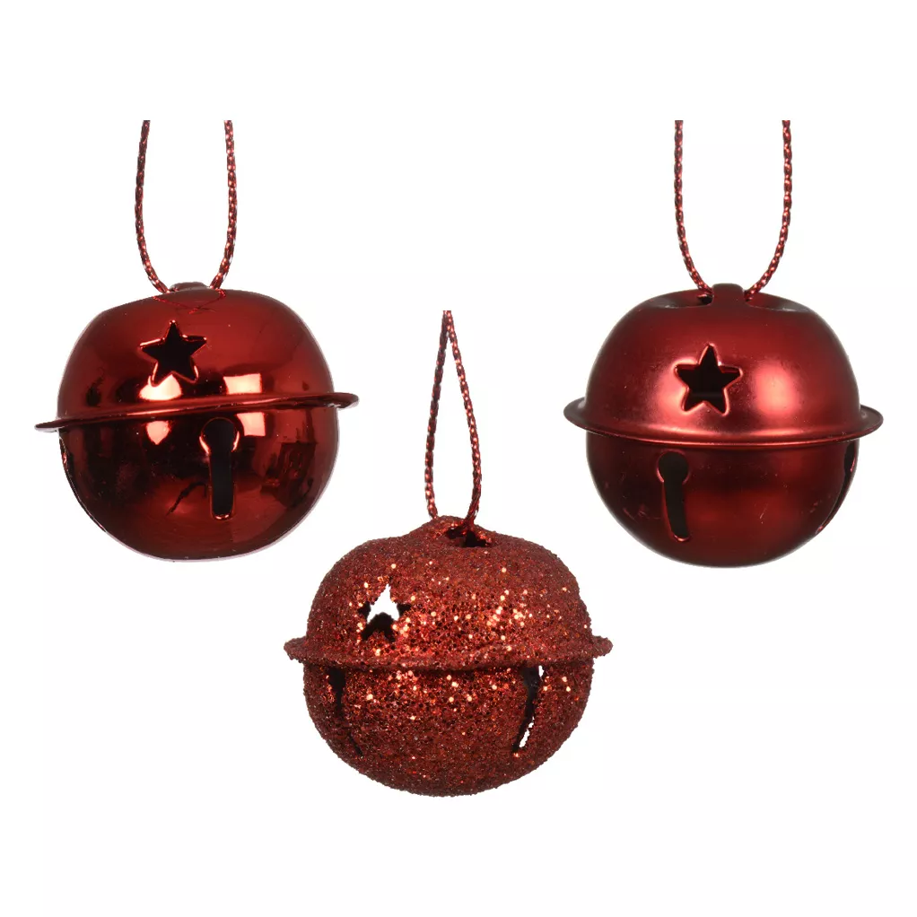 Set di 12 campanelle da appendere (D8 cm) Christmas Stars Rosso