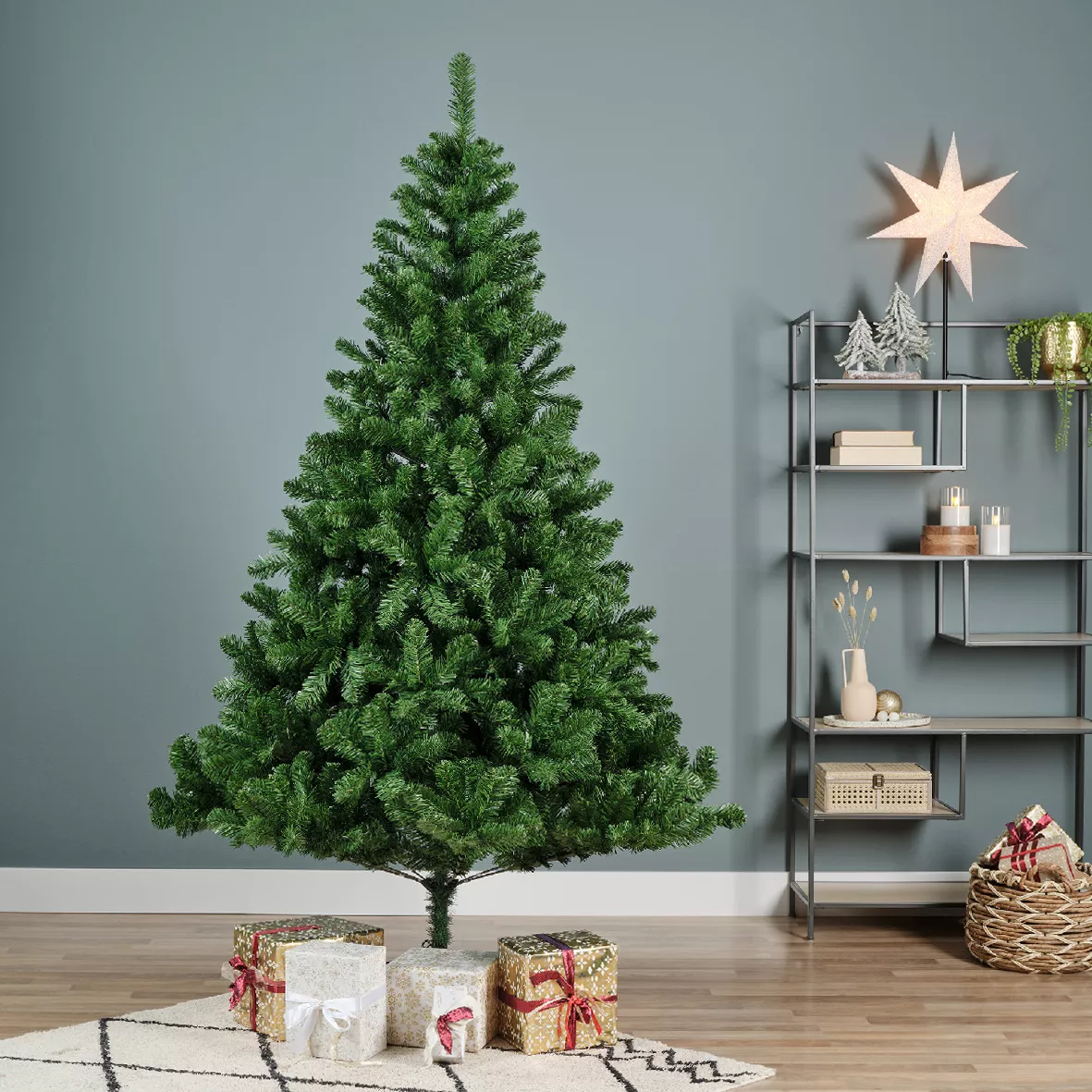 Tradineur Albero Di Natale Artificiale 120 Cm - Verde, In Plastica E Metallo, Facile Montaggio, Perfetto Per Tavolo E Piccoli Spazi