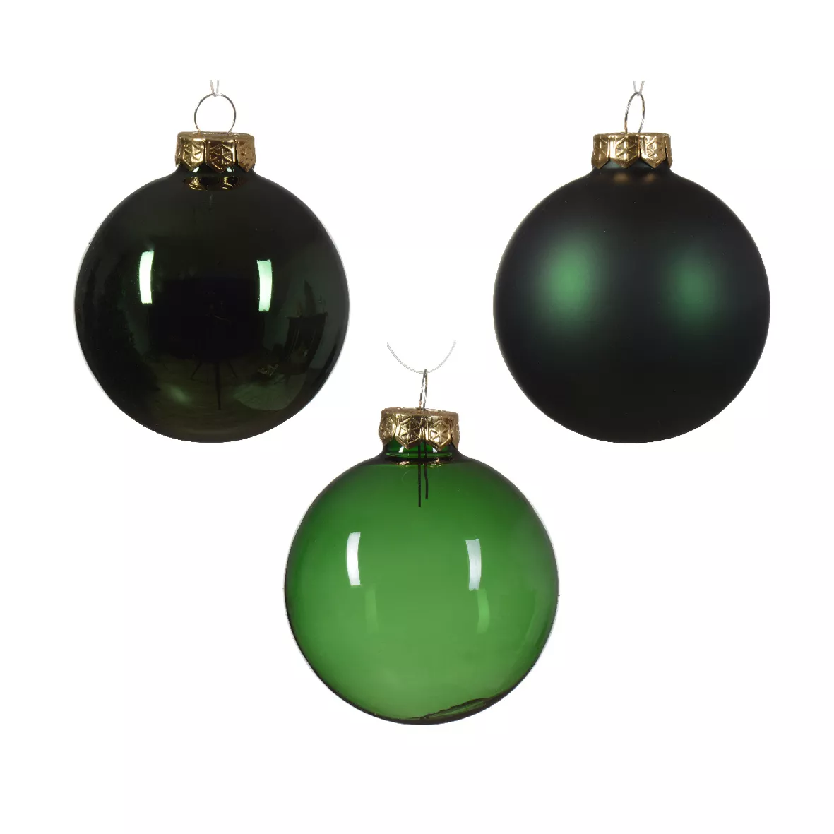 Lot de 21 boules de Noël en verre Assorties Cristal Vert sapin