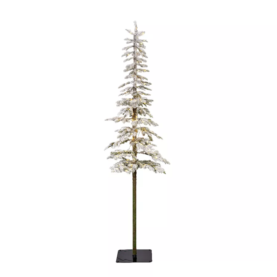 Verlichte kunstkerstboom buiten 150 LED H180 cm Sierra Besneeuwd Groen