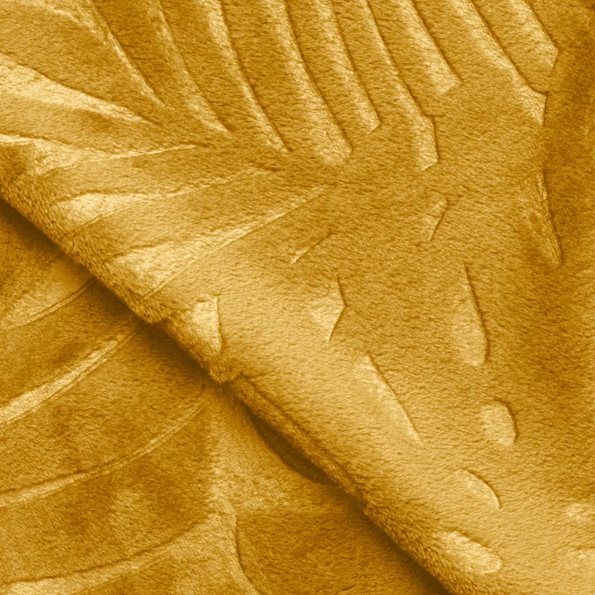 Plaid doux flanelle (130 x 180 cm) Flore Jaune moutarde