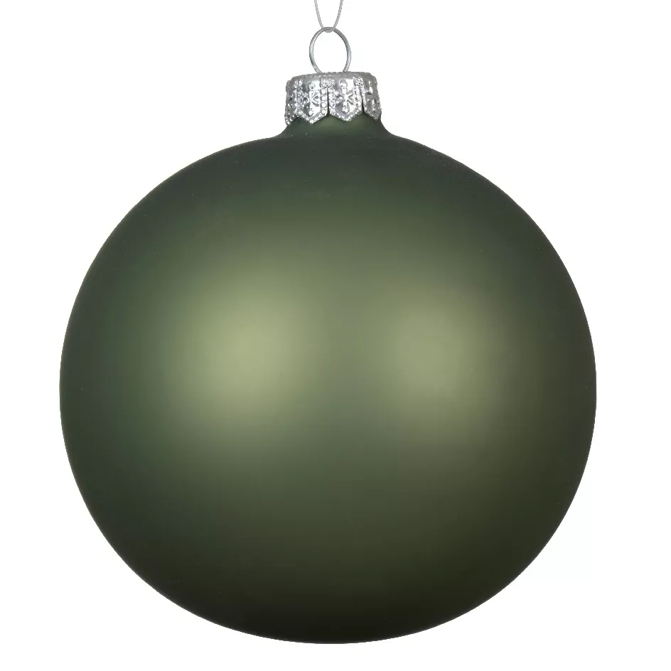Set di 4 palline di Natale in vetro (D100 mm) Artico opaco Verde rosmarino