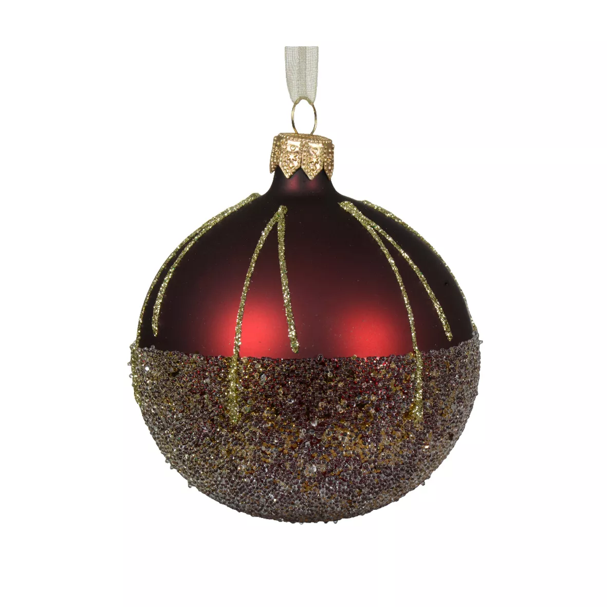Lot de 6 boules de Noël en verre (D80 mm) Luxury ballotine Rouge