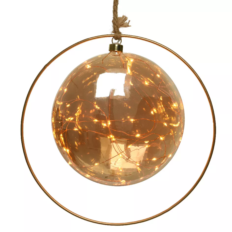 Beleuchtete Weihnachtsdeko Batteriebetrieben 30 LED (D20 cm) Lune d’Hiver Bernsteinfarben/Warmweiß