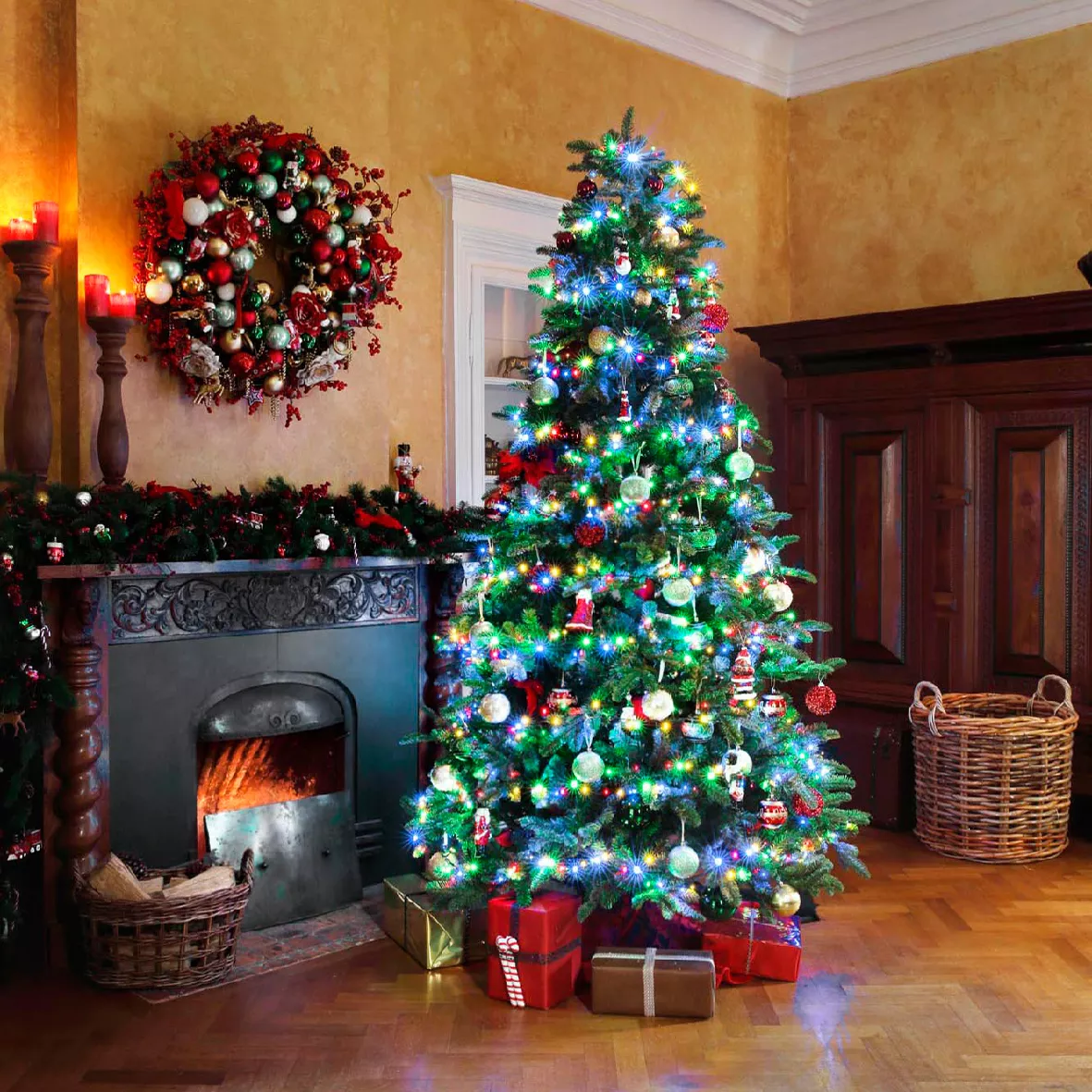 Guirlande lumineuse 16 m 750 LED câble vert Luxe Multicouleur