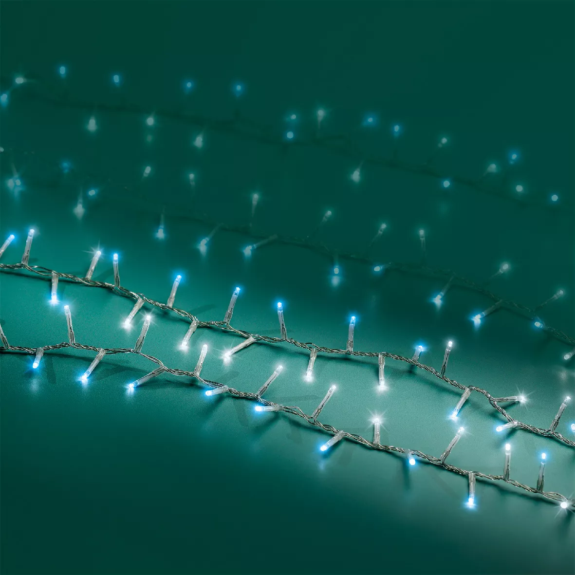 1 LED compact guirlande 1600cm-750L transparent/blanc froid/bleu