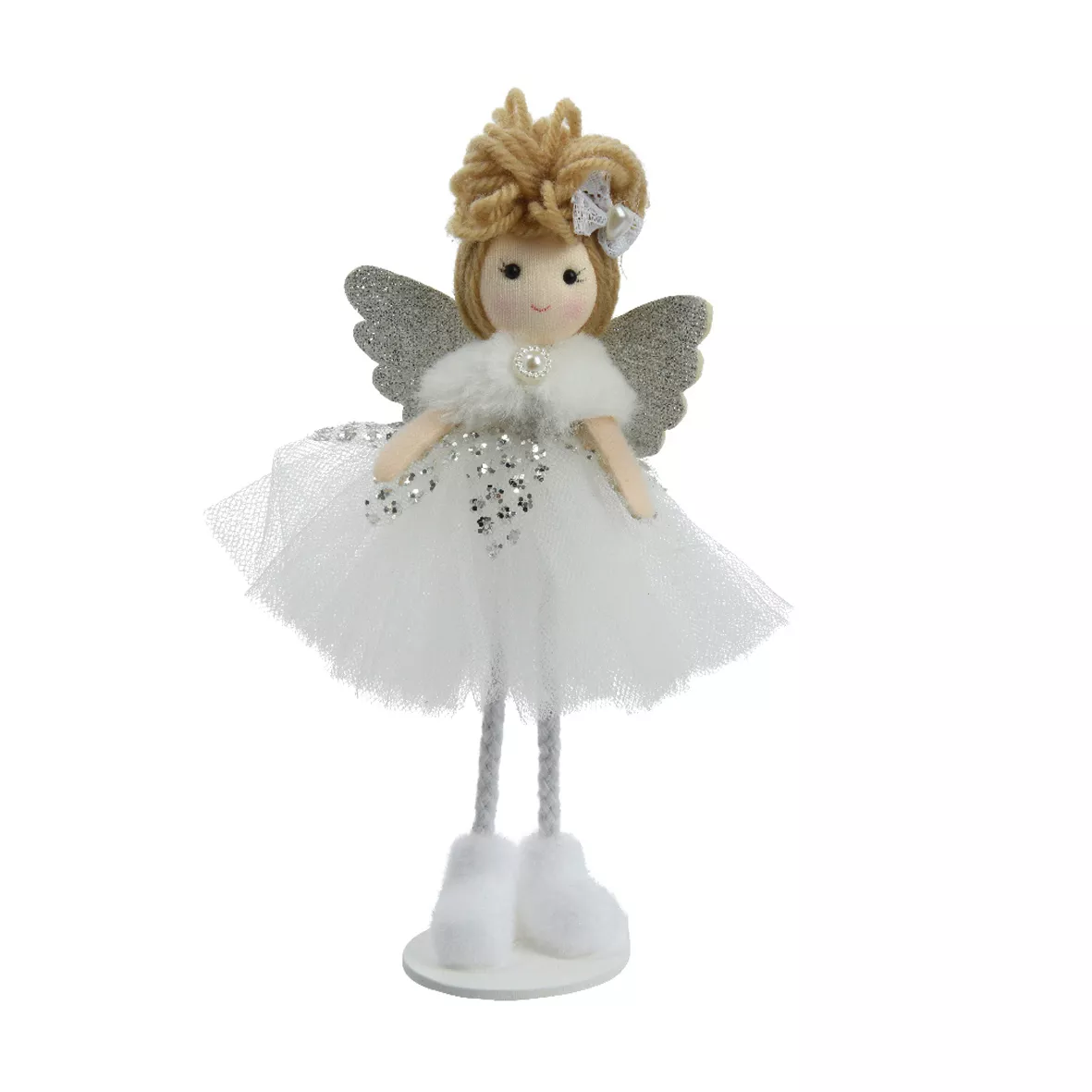 Weihnachtsengel stehend (H18 cm) Poupée conte de Fée Weiß