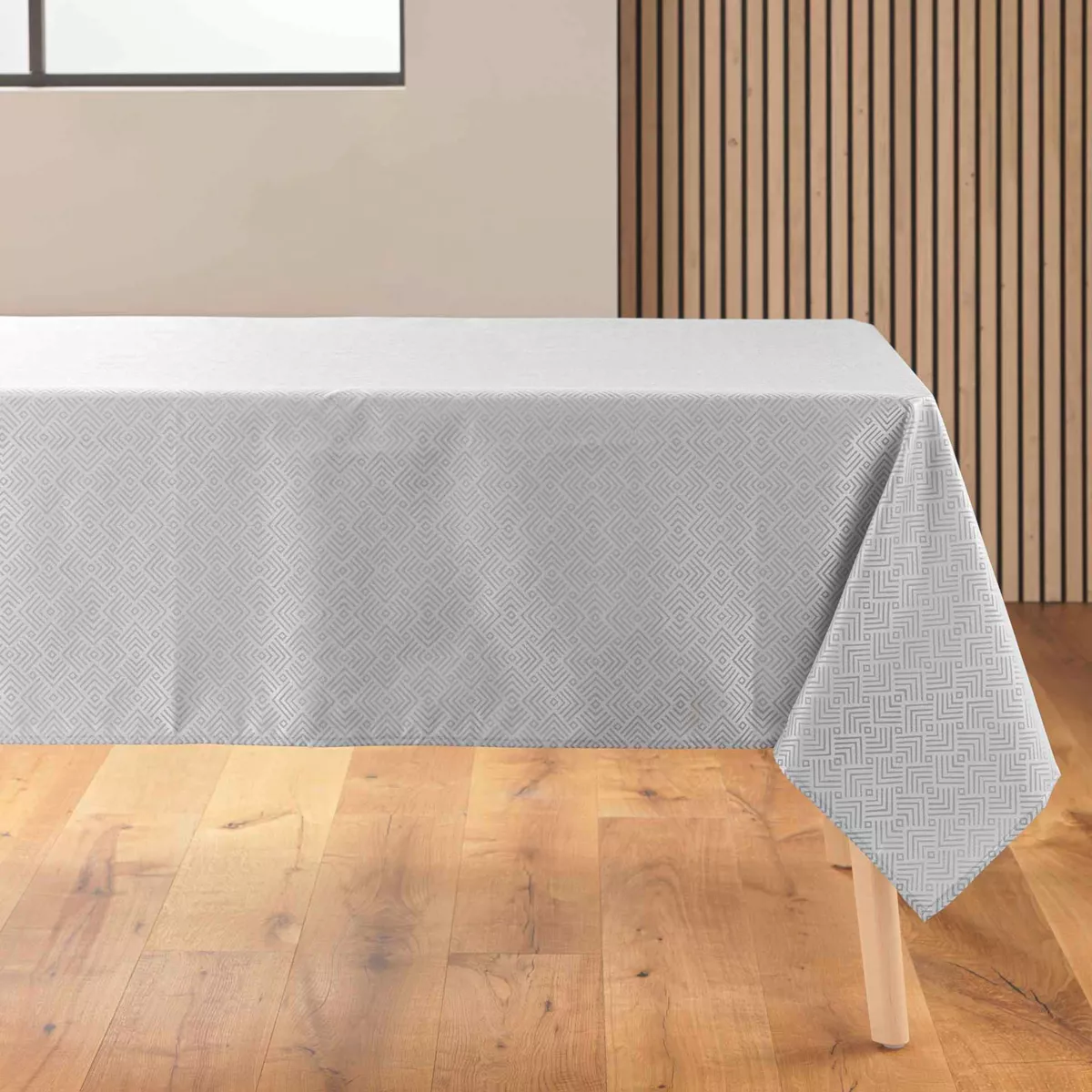 NAPPE RECTANGLE 140 x 250 CM JACQUARD ENDUIT AZULINE GRIS