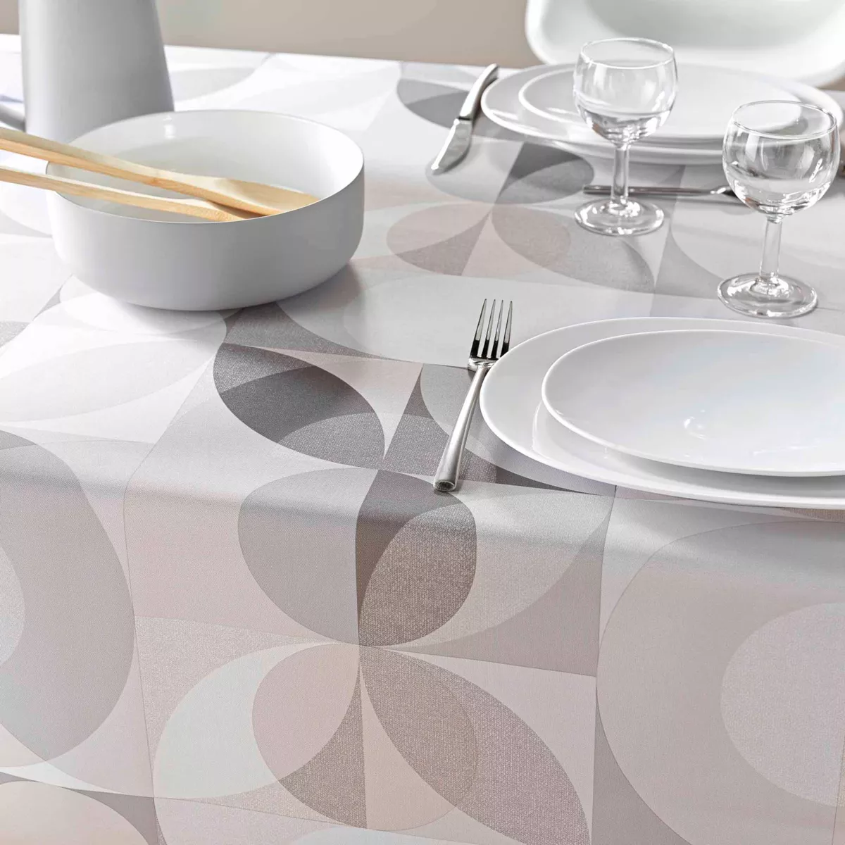 NAPPE RECTANGLE 150 x 240 CM POLYESTER IMPRIME TESSOURO NATUREL