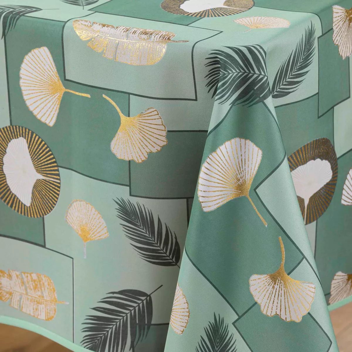 NAPPE RECTANGLE 145 x 240 CM POLYESTER IMPRIME METALLISE NATANE SAUGE