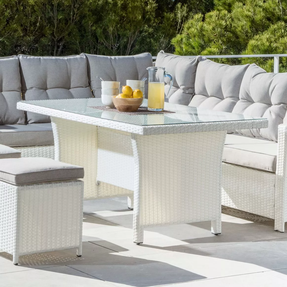 Tavolo da giardino alluminio/polyrattan 6 posti (145 x 85 cm) Tivoli - Bianco