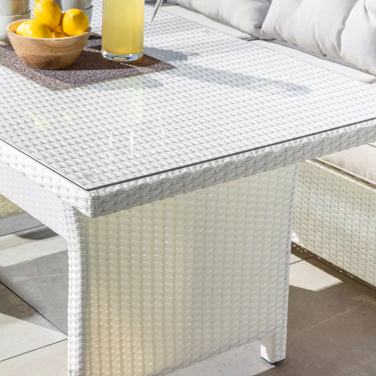 Tavolo da giardino alluminio/polyrattan 6 posti (145 x 85 cm) Tivoli - Bianco