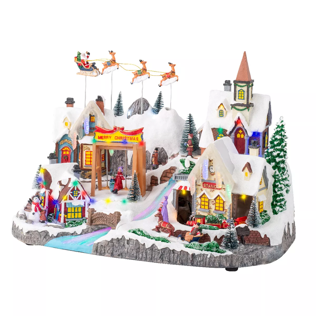 Villaggio di Natale luminoso e musicale Notte di Natale