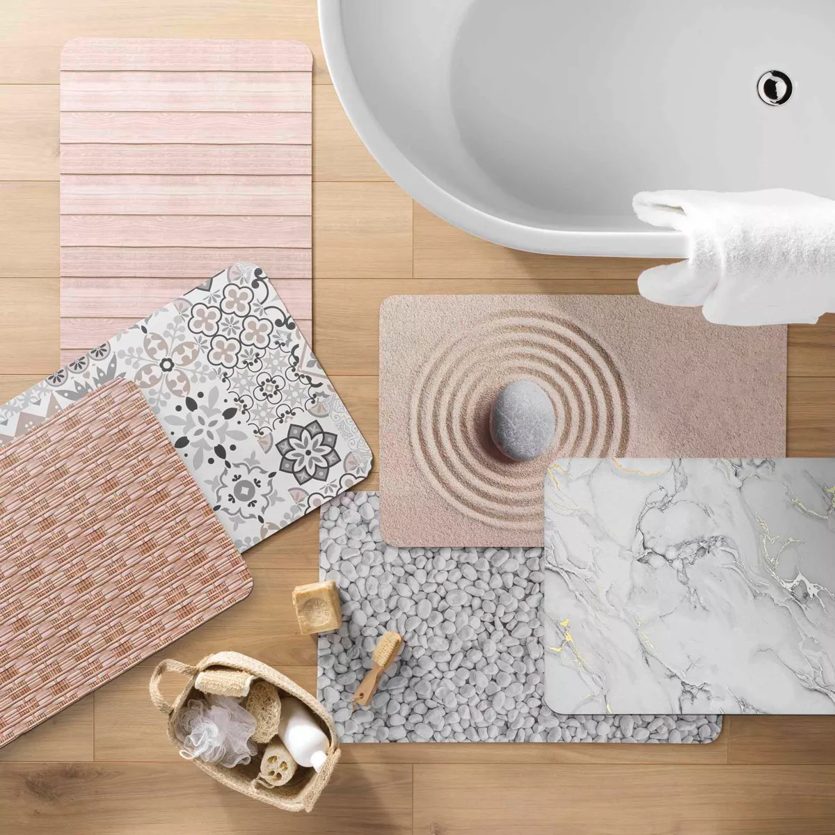 Antislip badmat (50 x 120 cm) Leandra Grijs