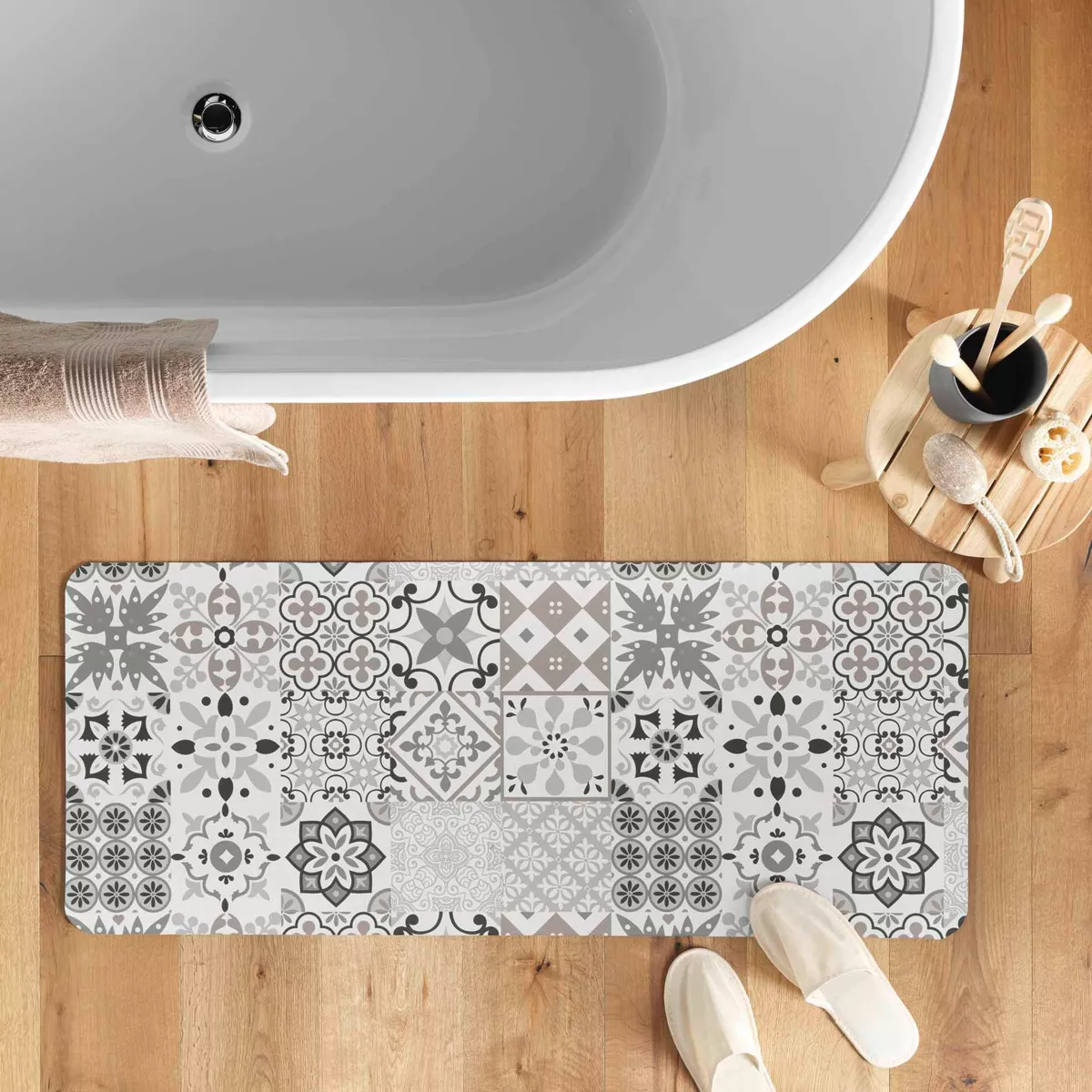 TAPIS DE BAIN 50 x 120 CM ULTRA-ABSORBANT SALOU NATUREL DES. PLACE