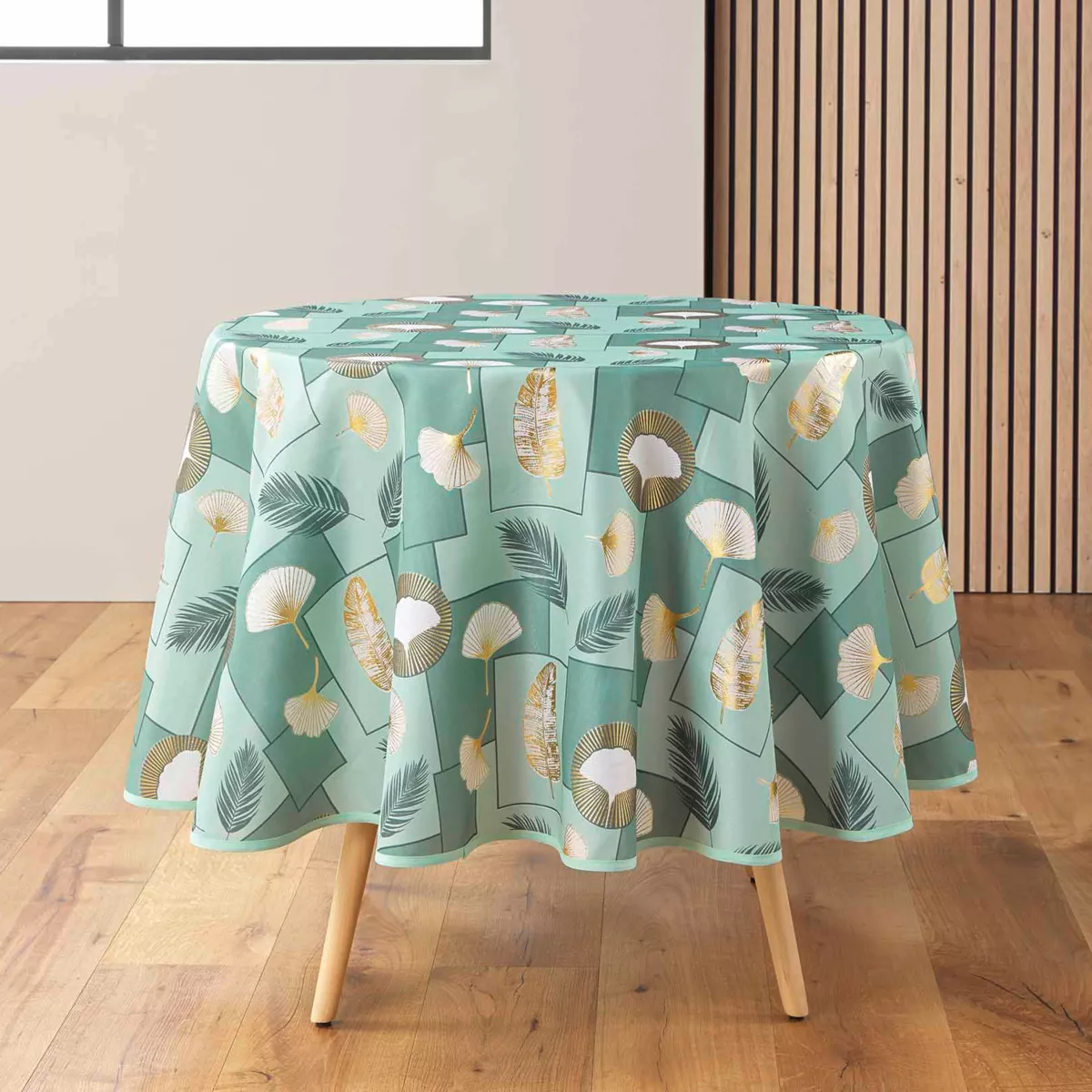 Ronde vlekbestendige tafelkleed (180 cm) Natane Saloegroen