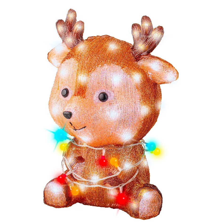 Beleuchtetes Rentier 72 LED (H38 cm) Baby Coco Mehrfarbig