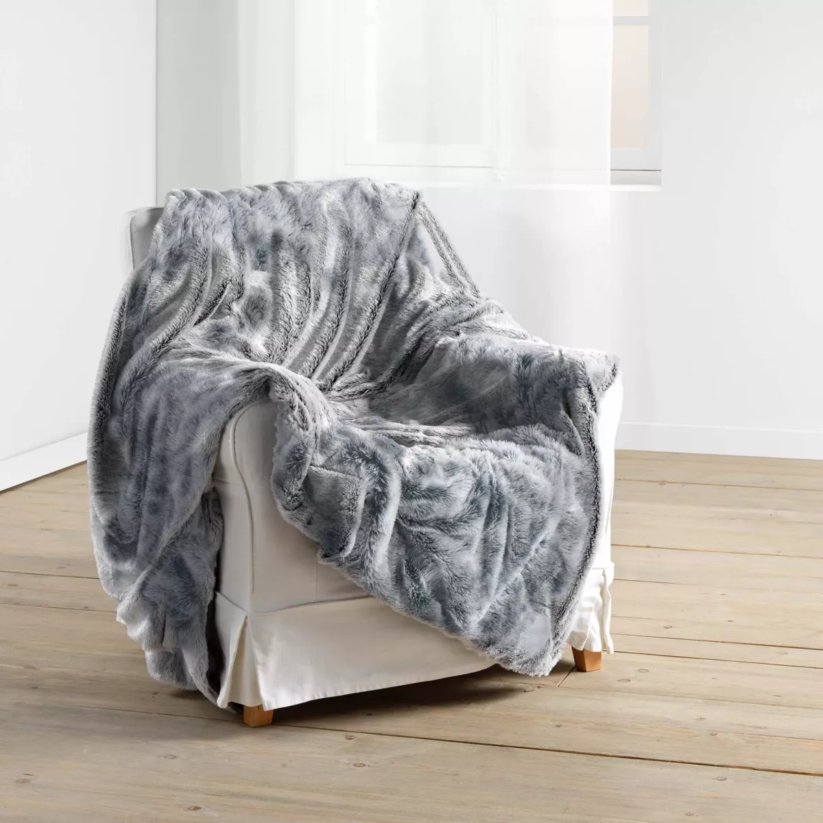 Plaid fausse fourrure (180 x 220 cm) Antartic Gris