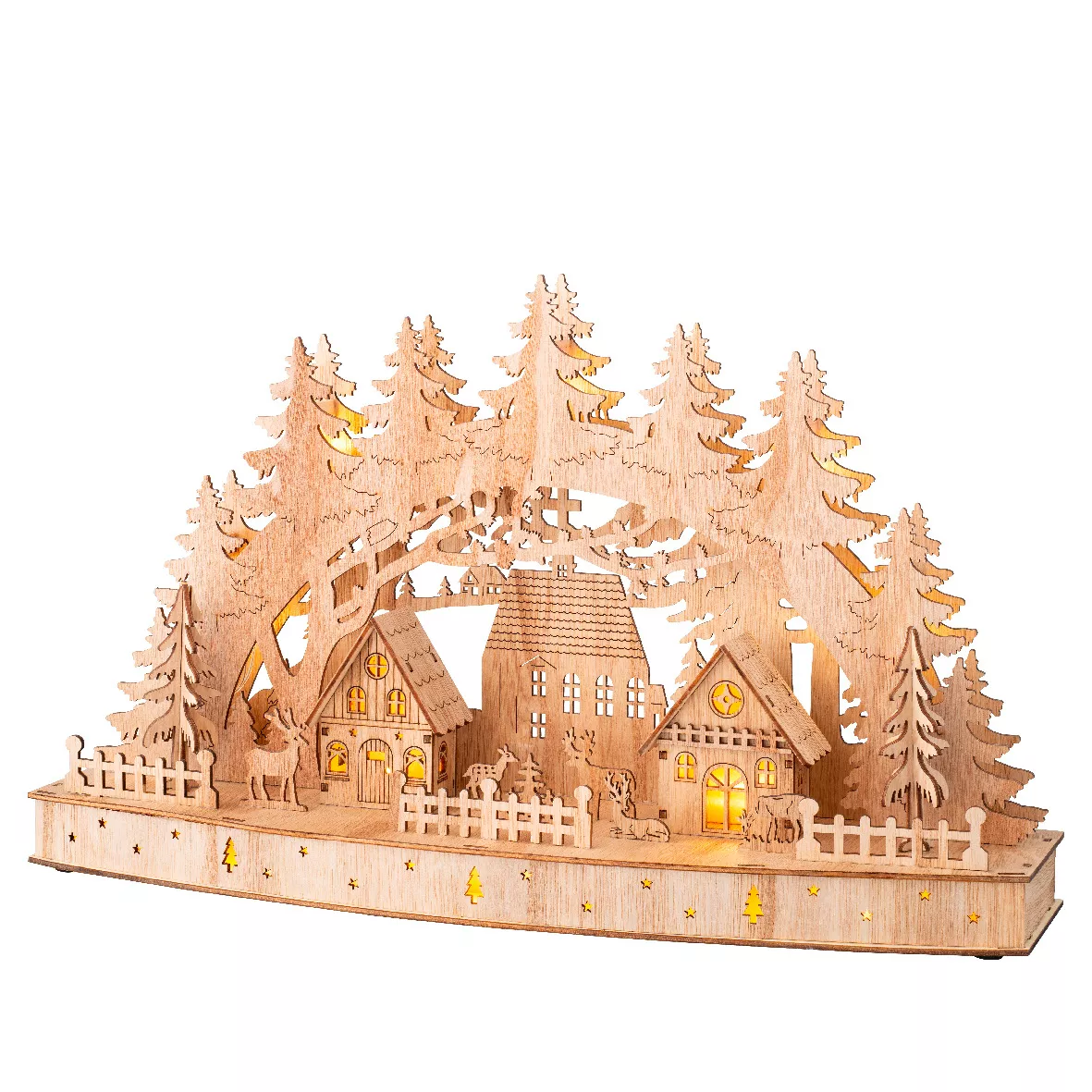Scène de vie lumineuse à piles en bois (44 x H26 cm) Paysage nordique