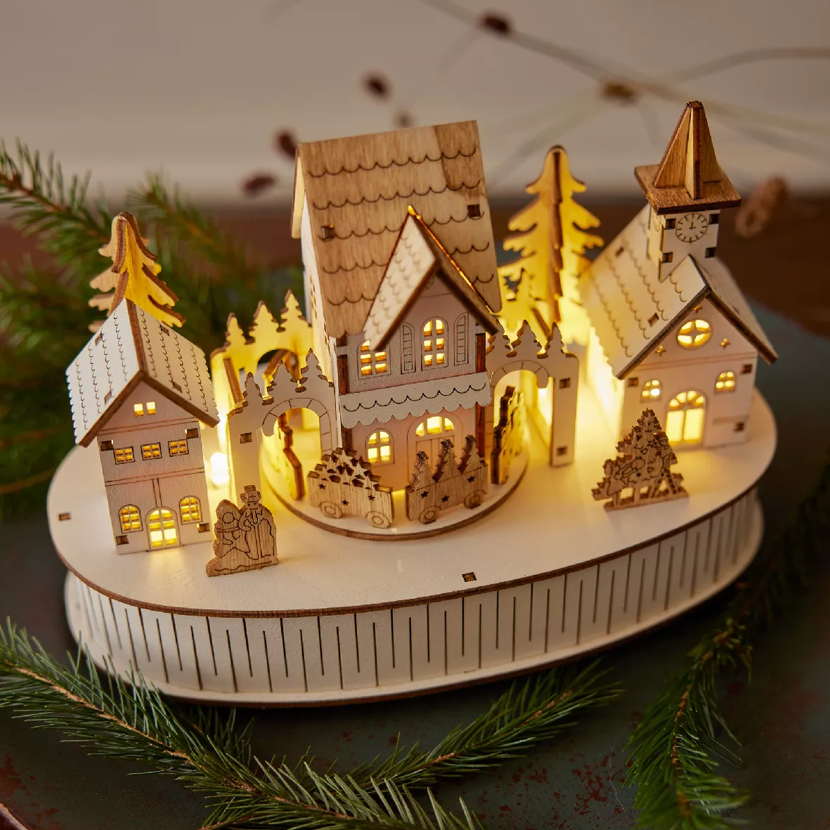 1 LED paysage intŽrieur L12.00-W22.00-H15.50cm-5L naturel/blanc chaud