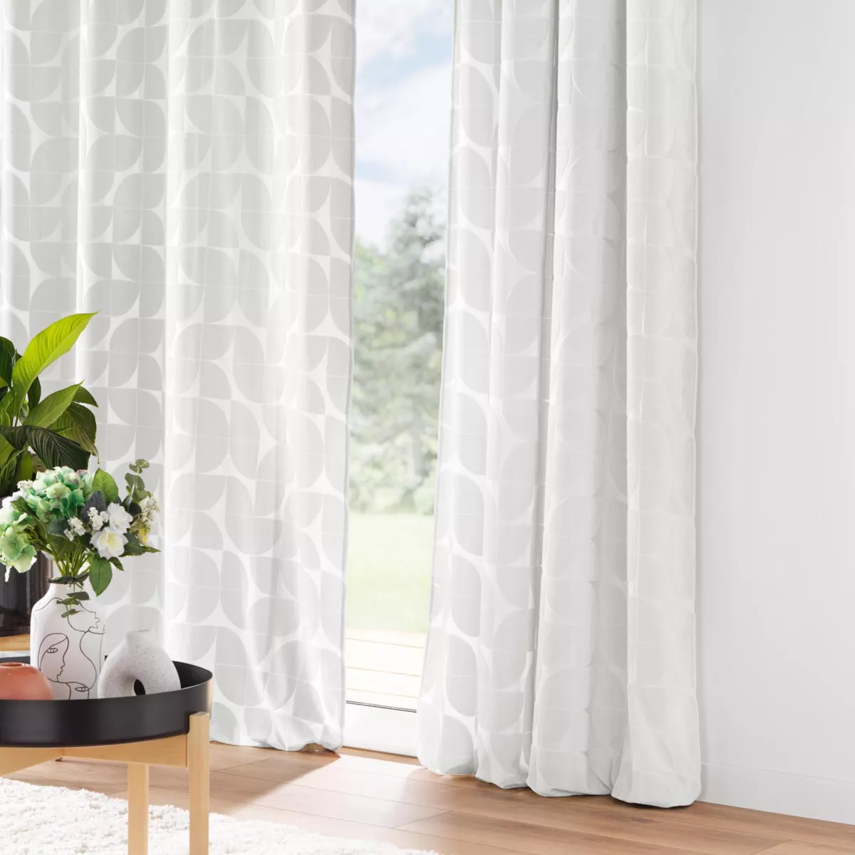 Tenda ad anelli in velluto (135 x 260 cm) Geolia Bianco