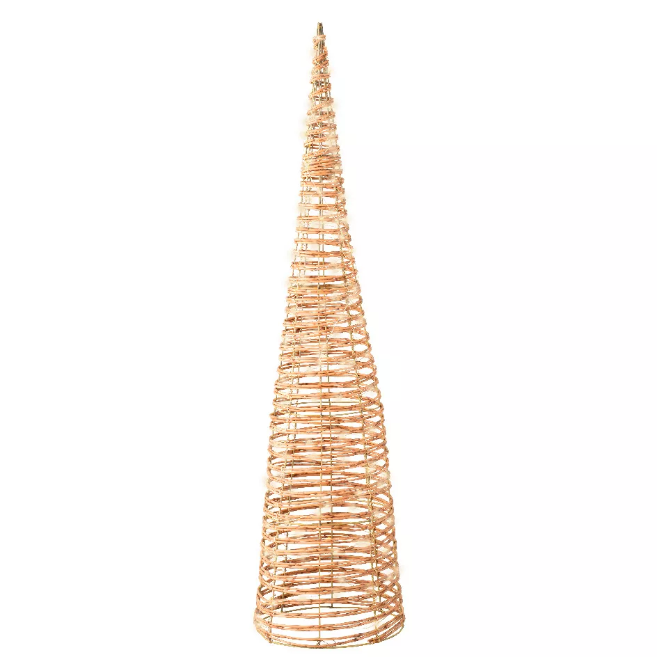 Cône lumineux 160 Micro LED (H90 cm) Résine tressée Naturel/Blanc chaud