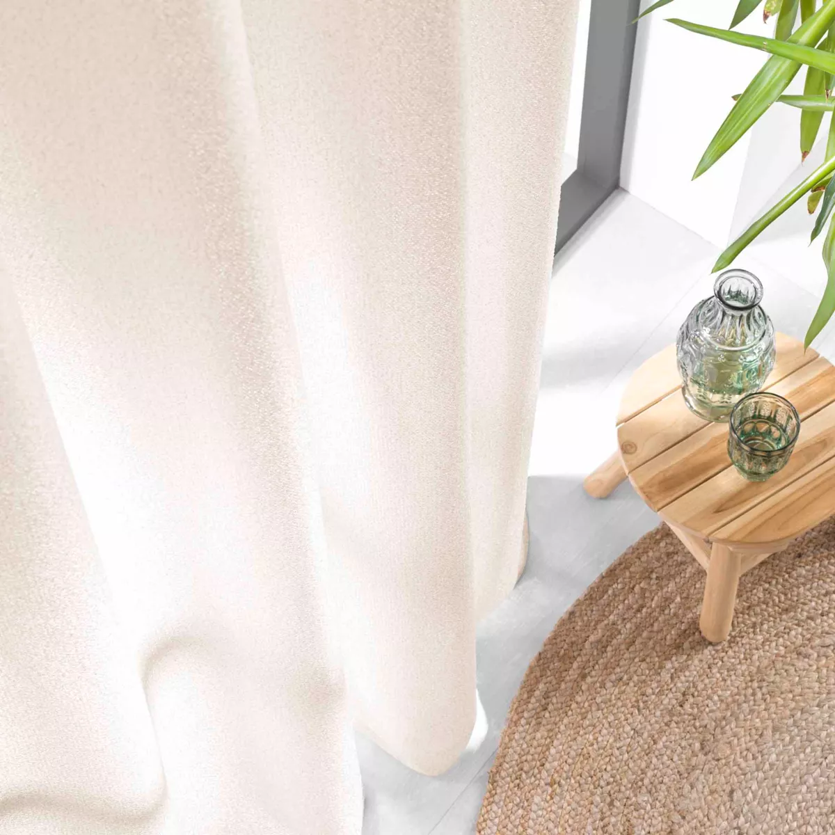 Tenda trasparente con occhielli effetto lana (140 x 240 cm) Loulaine Beige
