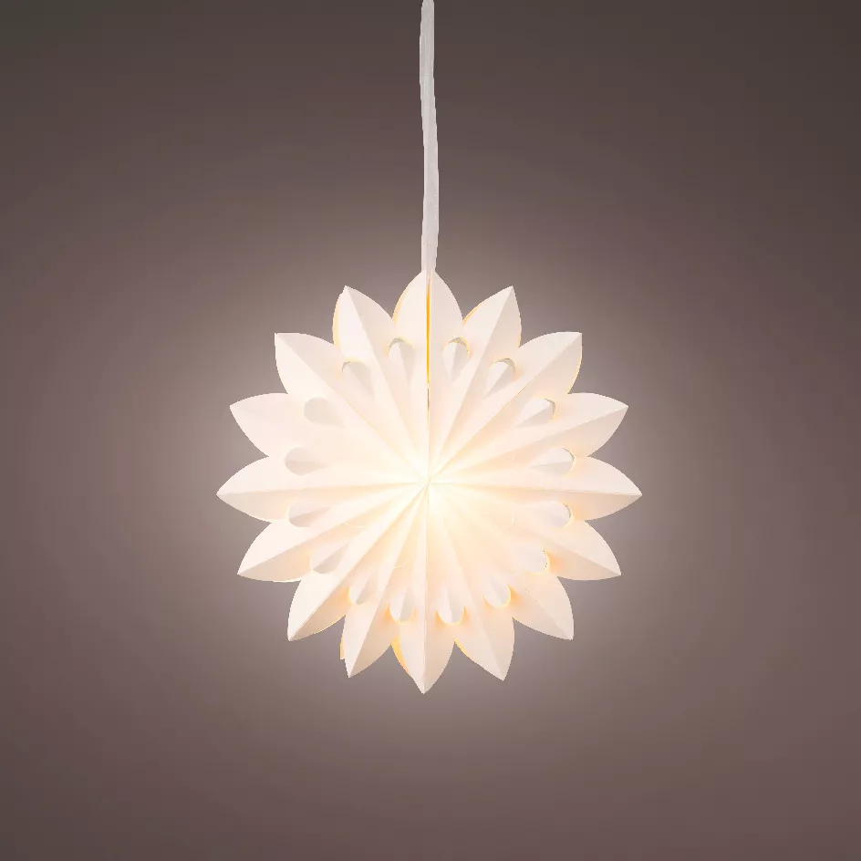 Hangende papieren LED lamp (D60 cm) Origami Floralia Wit
