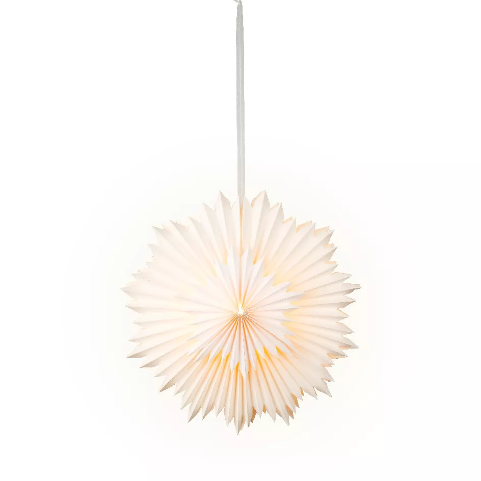Decorazione da appendere luminosa in carta LED (D40 cm) Origami Star Bianco caldo
