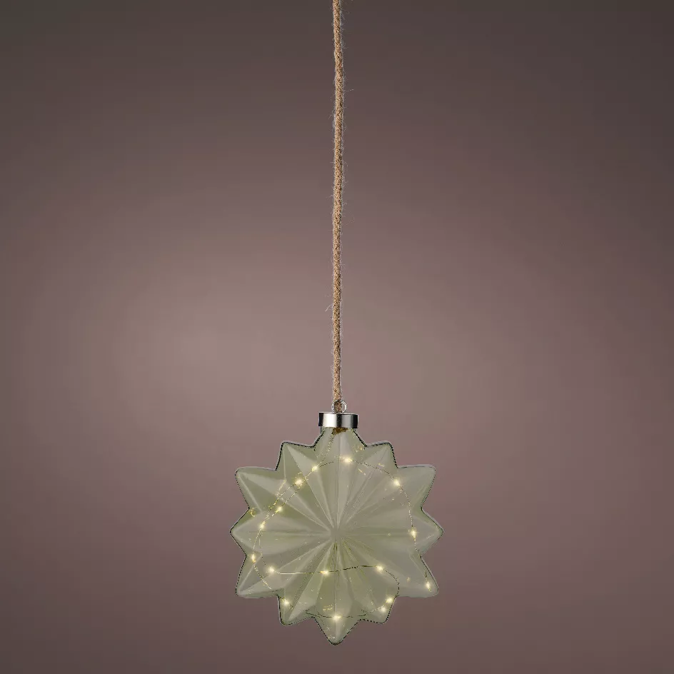 Beleuchtete Blume aus Glas batteriebetrieben LED (D19 cm) Eisteegrün