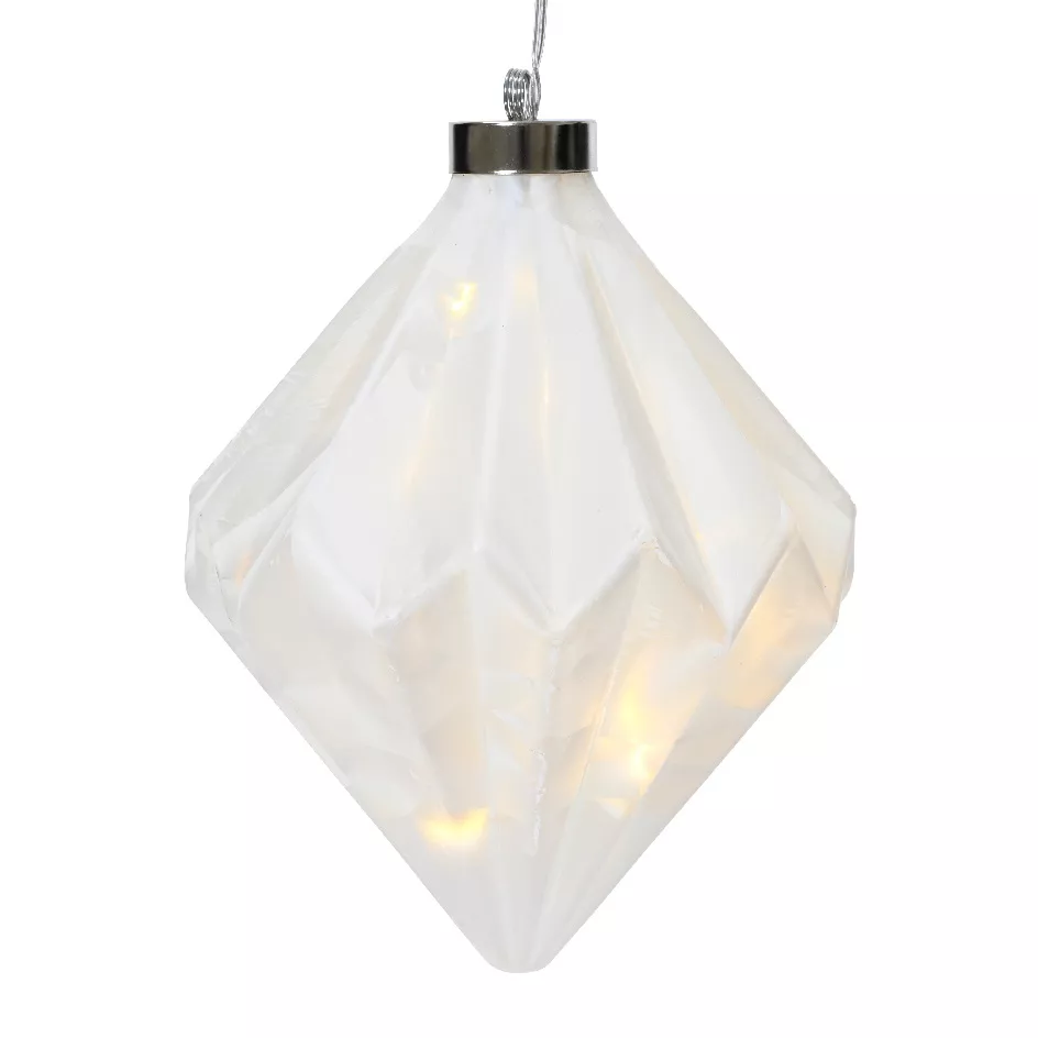 Suspension lumineuse en verre à piles 15 LED (H20 cm) Diamant Blanc chaud
