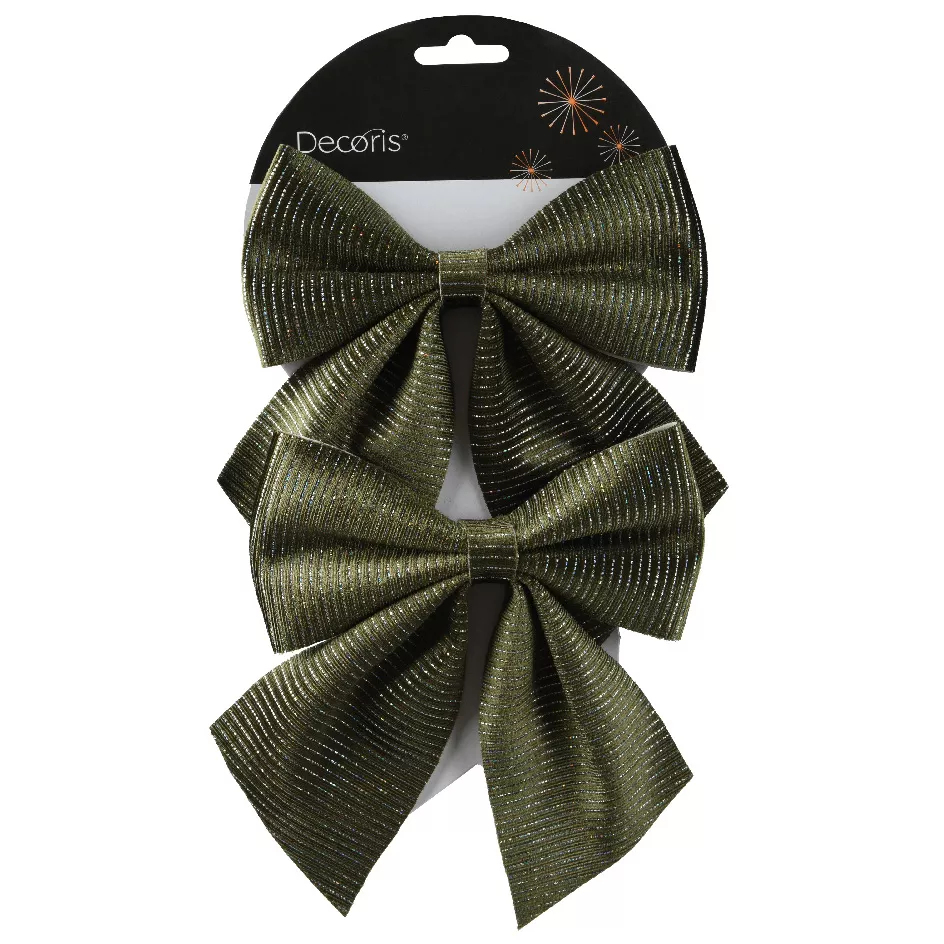 Lot de 2 Nœuds de Noël (H15 cm) London chic Vert