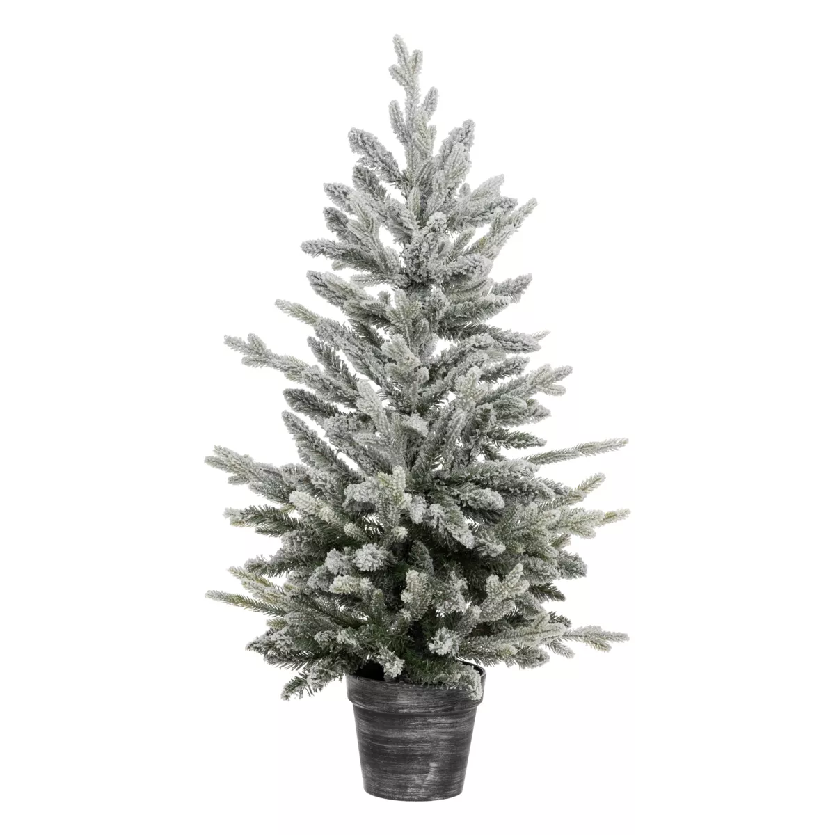 Albero di Natale artificiale in vaso H100 cm Frosty Verde innevato