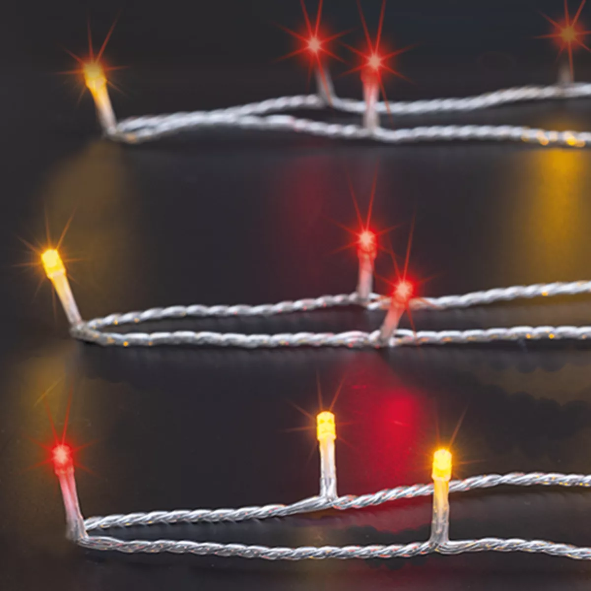 Ghirlanda luminosa Timer 50 m 500 LED cavo trasparente Bicolore Bianco caldo/rosso