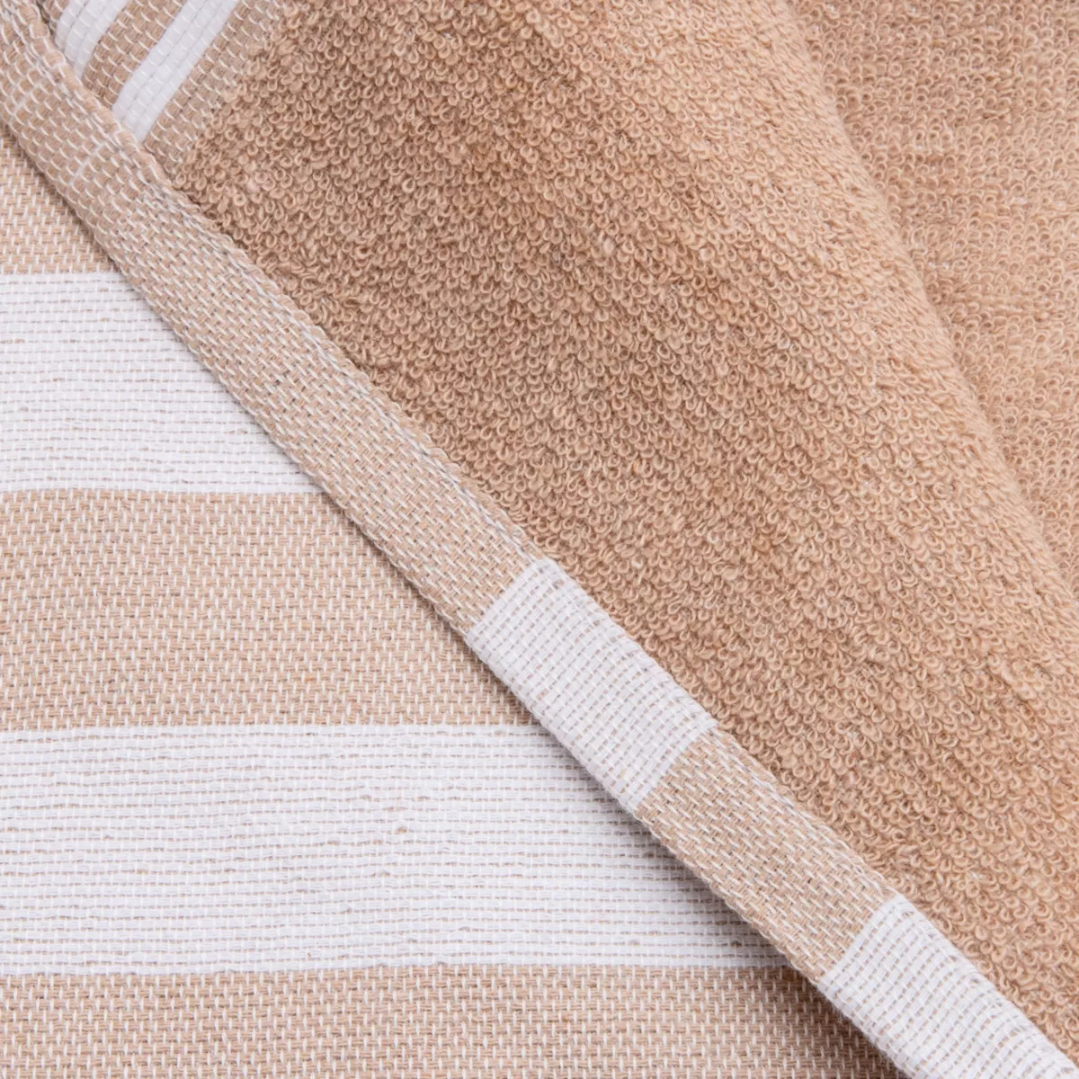 Strandtuch aus recycelter Baumwolle und Frottee (100 x 200 cm) Coralia Beige