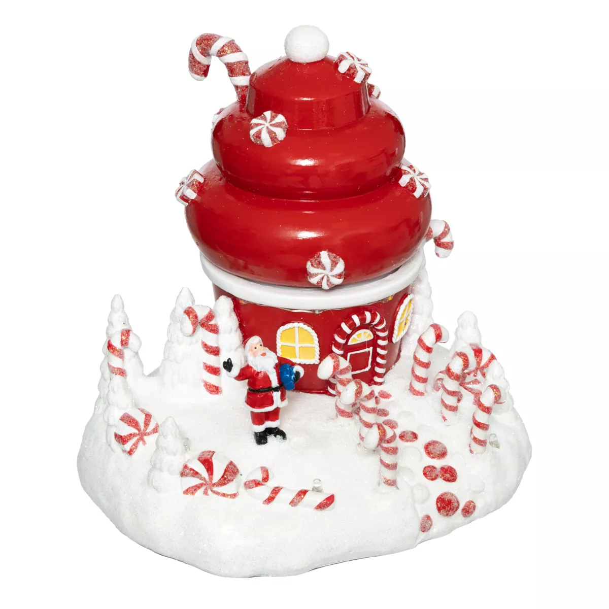 Scena di vita illuminata e animata (H17 cm) Cupcake di Babbo Natale