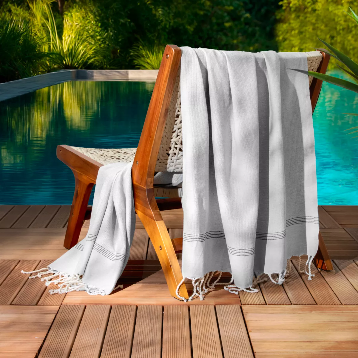 Strandlaken van gerecycled katoen (100 x 200 cm) Beach Grijs