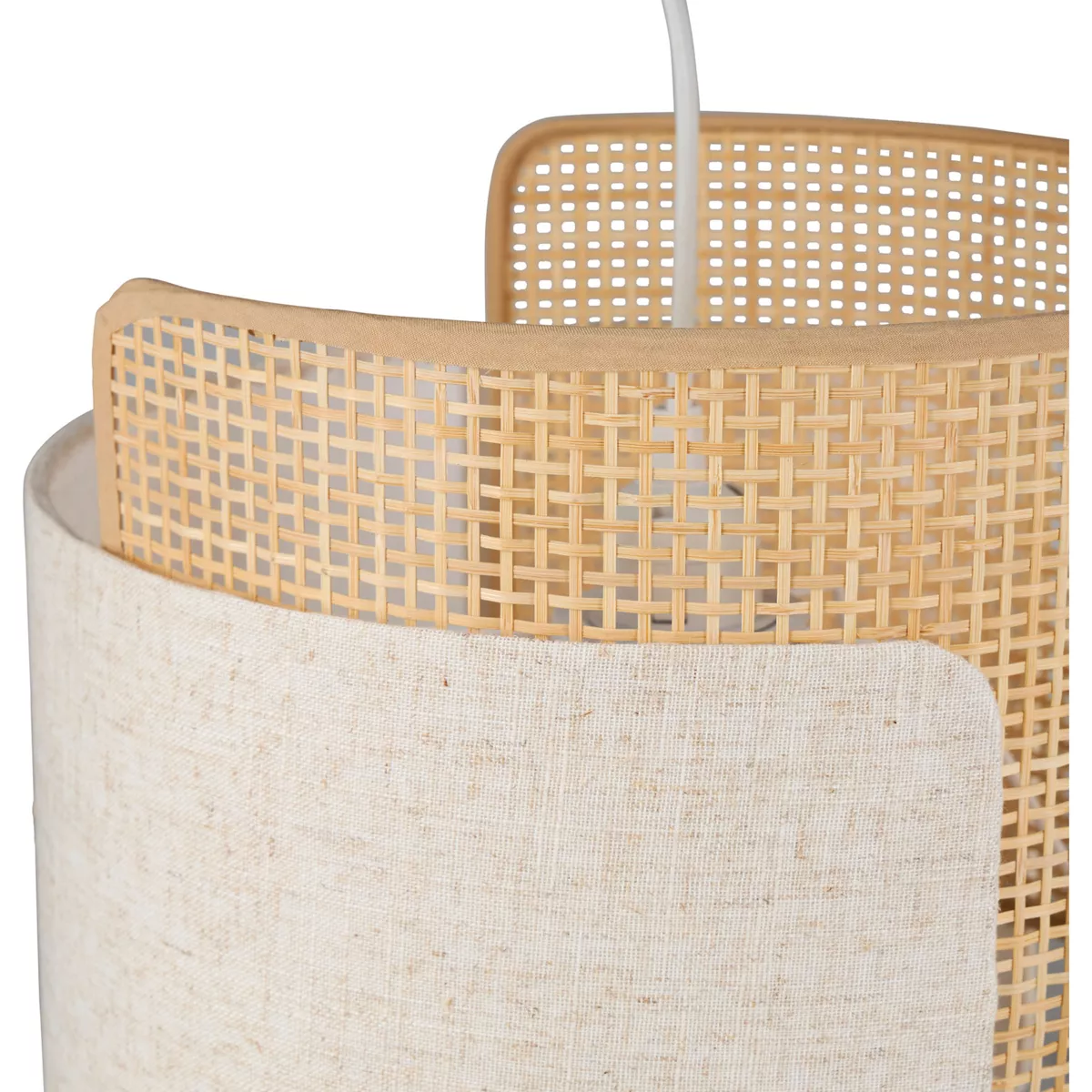 Hangende lamp van linnen en bamboe (D28,5 cm) Bourgeon Beige