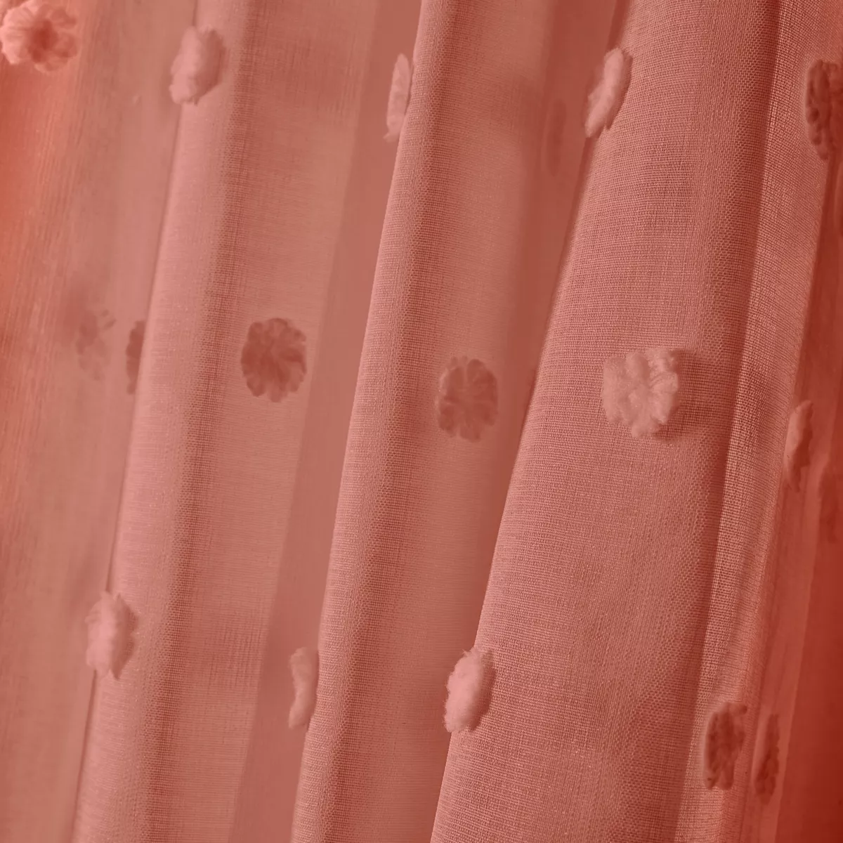 Voilage oeillets pompons (140 x 280 cm) Emie Terracotta