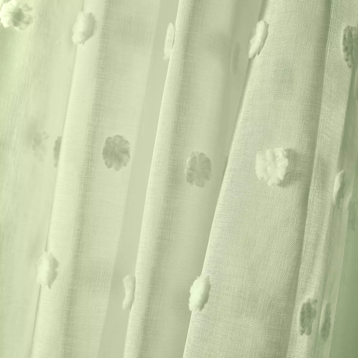 Voilage oeillets pompons (140 x 240 cm) Emie Vert d'eau