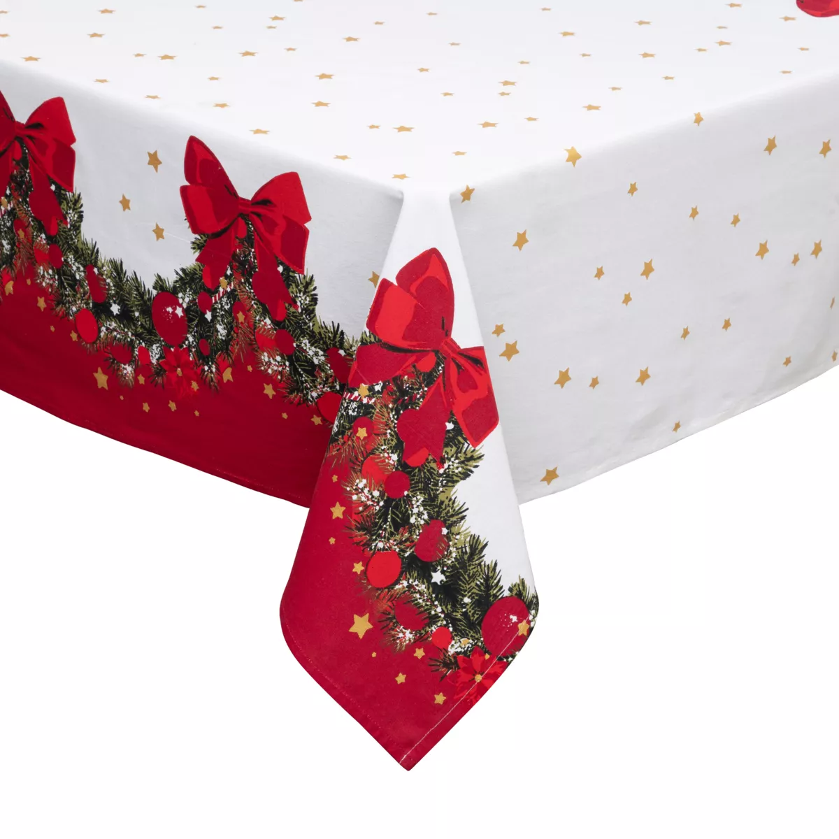 Kersttafelkleed van kunststof, groot rechthoekig tafellaken, tafelhoes