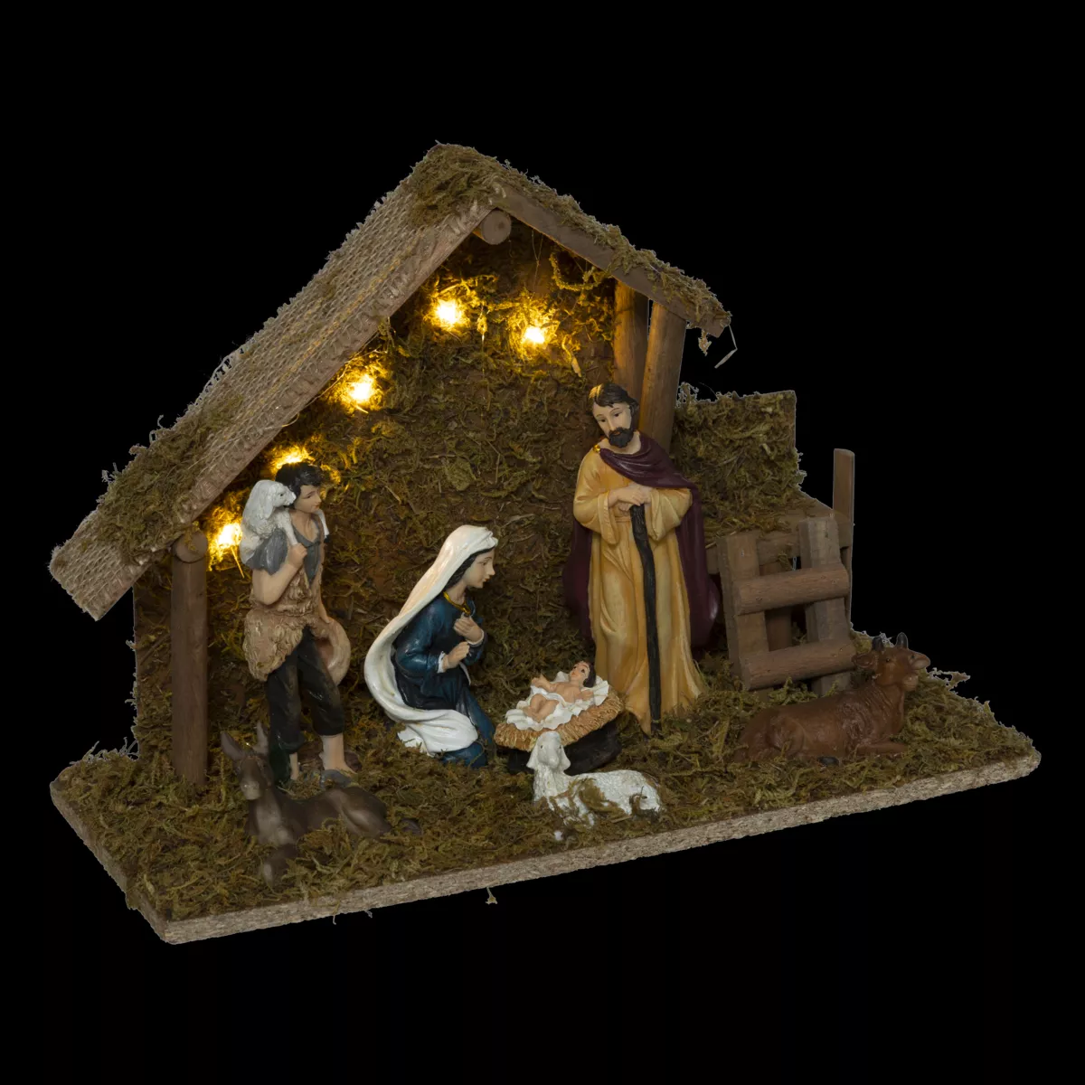 Presepe di Natale completo e luminoso (H30 cm) Santa Paloma