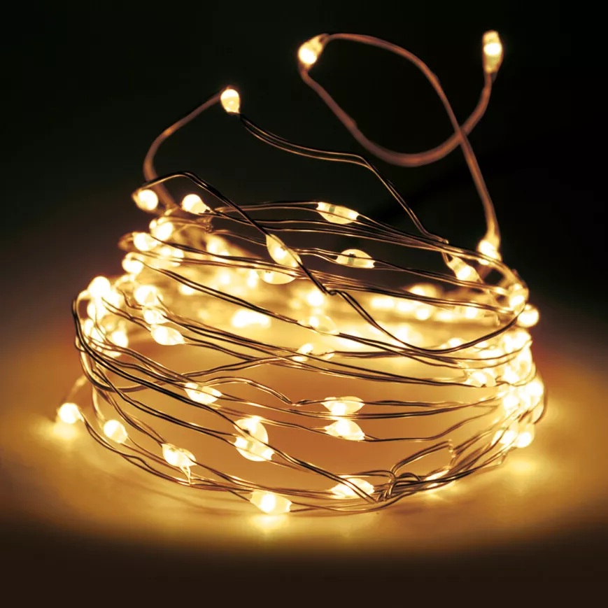 Ghirlanda luminosa 32 m 320 Micro LED Filo d'argento Bianco caldo