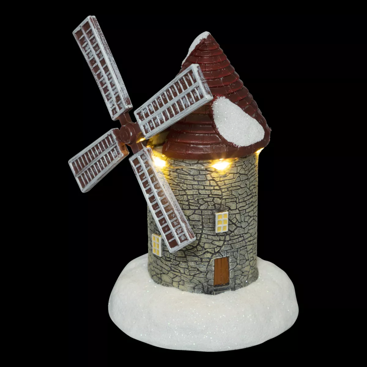 Molino de viento luminoso a pilas (H16 cm) Alas en movimiento