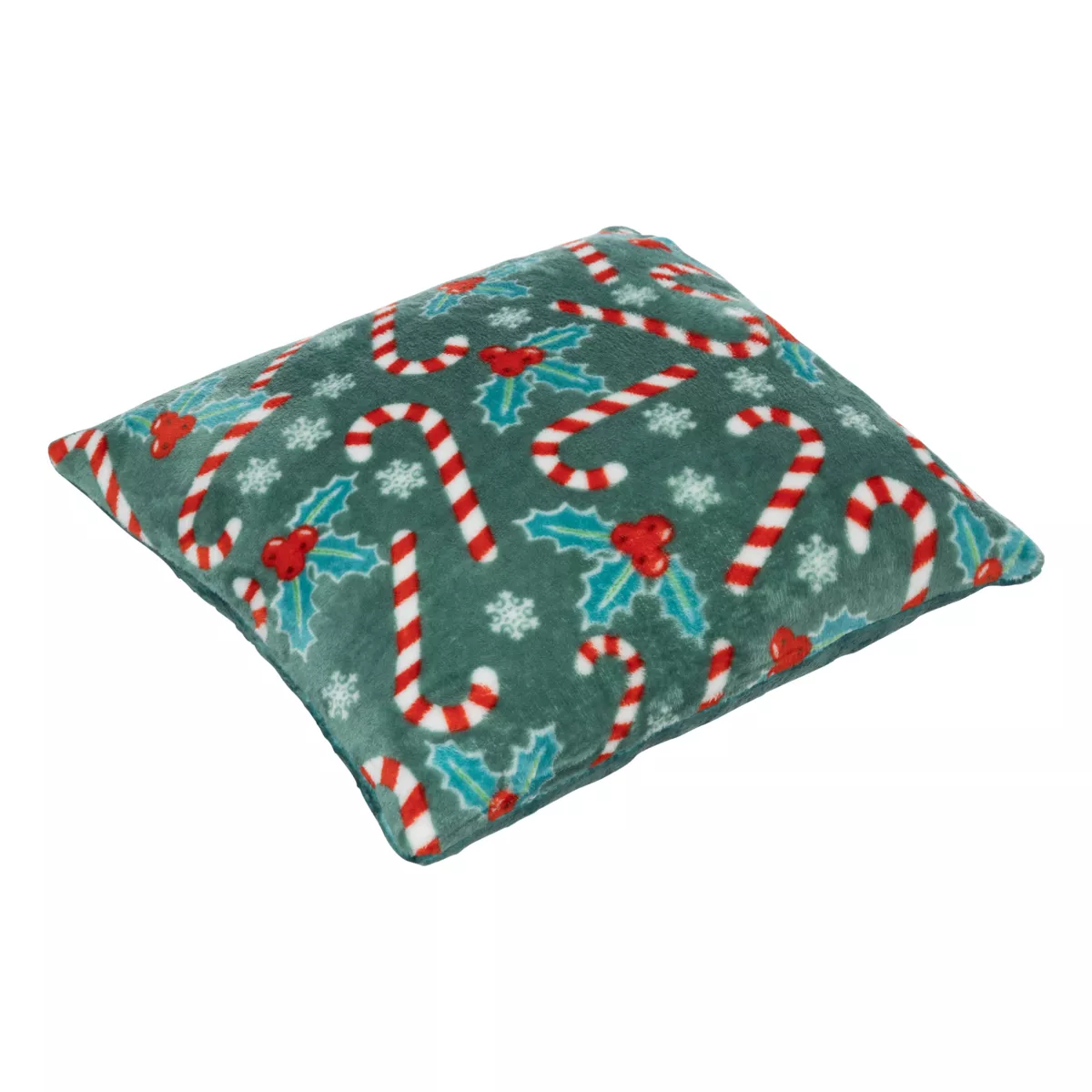 Cuscino natalizio quadrato (40 cm) Agrifoglio e bastoncino di zucchero