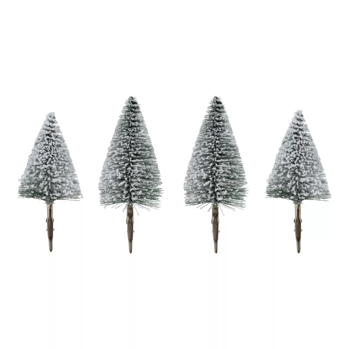 Set di 4 abeti su pinza (H20 cm) Foresta incantata Verde innevato