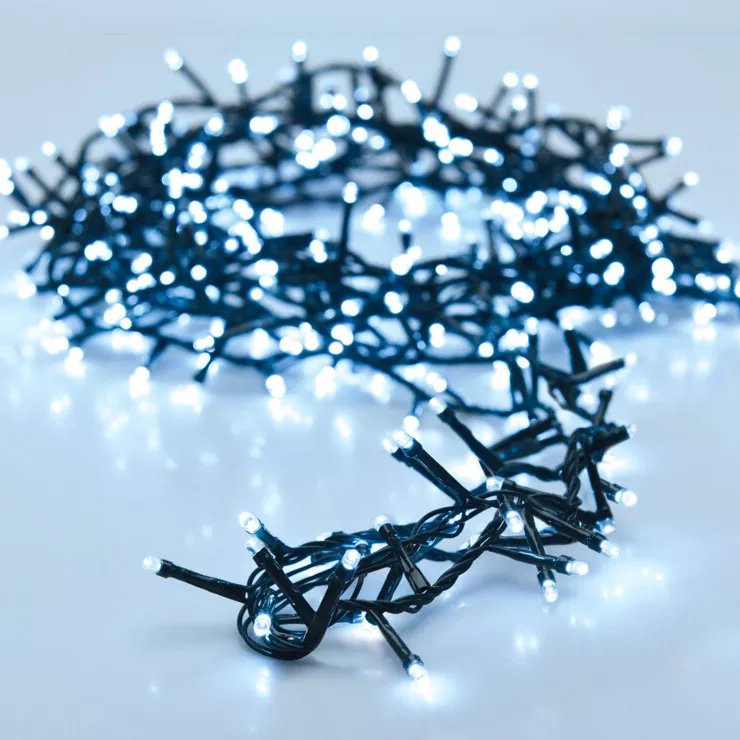 Lichtslinger op batterijen 4 m 200 LED groene kabel Boa Koud wit